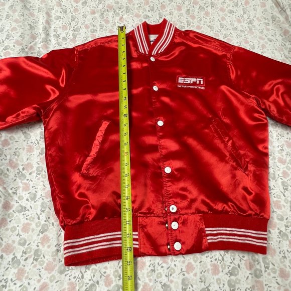 Vintage ESPN Pyramid Red Satin Bomber Jacket Size Medium (Unisex) - Picture 14 of 16